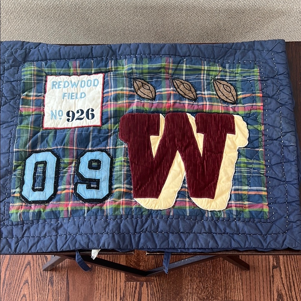 Pottery Barn Kids Standard Sham - Vintage Varsity Football Design